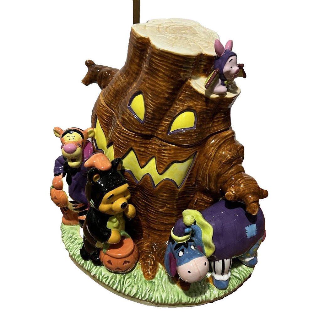 Disney Winnie the Pooh Halloween Cookie Jar Haunted Tree Costumes VTG 1990s Chip